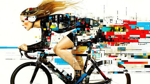 Vélo de course avec effet de glitch dynamique
