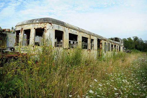 Oude treinwagon  in Frankrijk