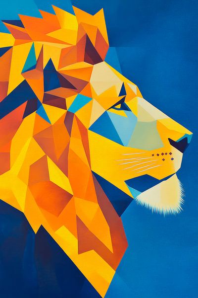 Geometrisches Löwenporträt in Farbenfroh von Poster Art Shop