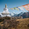 Ama Dablam (6812m) en gebedsvlaggen in Nepal van Thea.Photo