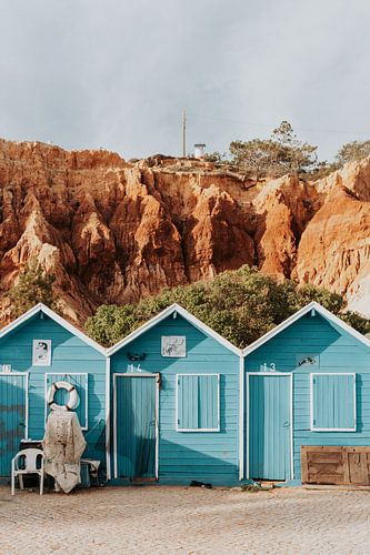 Blauwe  strandhuisjes in Zuid Portugal | Reisfotografie