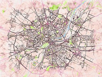 Kaart van Caen in de stijl 'Soothing Spring' van Maporia