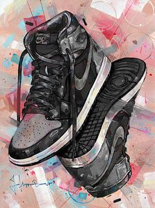 Nike air jordan 1 high Shadow schilderij. van Jos Hoppenbrouwers