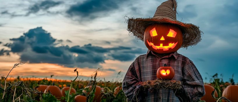 Light-flooded pumpkins in the sunset by Poster Art Shop