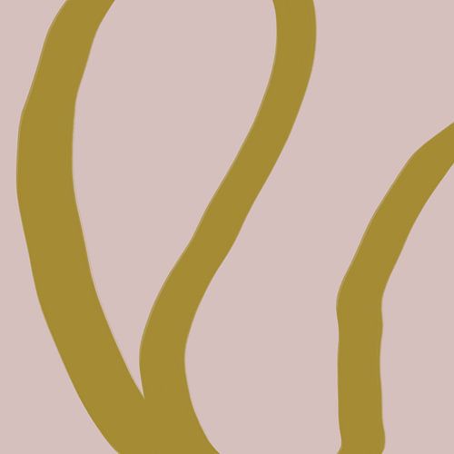 Abstracte minimalistische lijntekening in heldere pastelkleuren. Goud op roze.