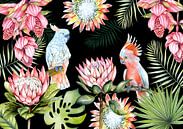 Papageien tropische Blumen von Geertje Burgers Miniaturansicht