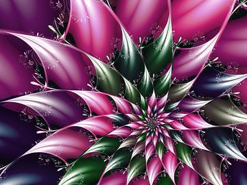 fractal bloem ster magenta van Claudia Gründler
