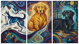 Triptyque de chiens