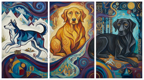 Hunde-Triptychon von Jutta Maria Pusl