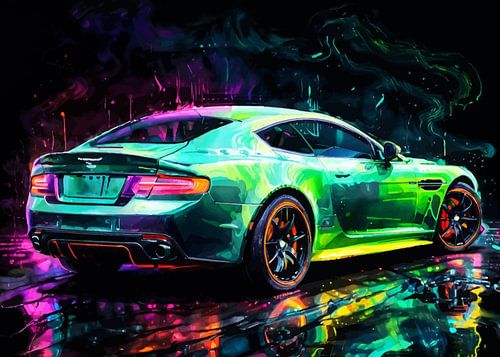 Aston Martin DBS Watercolor Neon
