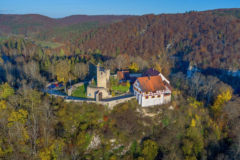 Autumn picture panorama of Derneck Castle in the Lauter Valley by Christoph Hermann