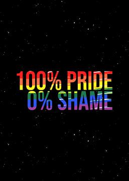 100% Pride 0% Shame – LGBTQ Flagge Regenbogen Solidarität Wanddeko von Millennial Prints