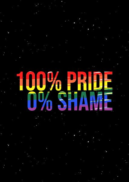 100% Pride 0% Shame – LGBTQ Flagge Regenbogen Solidarität Wanddeko von Millennial Prints