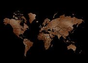Wereldkaart | Zwart en aarde tinten van Studio Malabar thumbnail