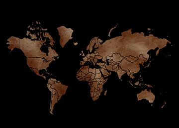 Wereldkaart | Zwart en aarde tinten van Studio Malabar