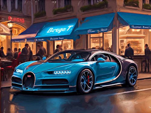 Bugatti bij nacht