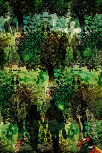 Wald, Friedhof, Besucher und ein Fasan