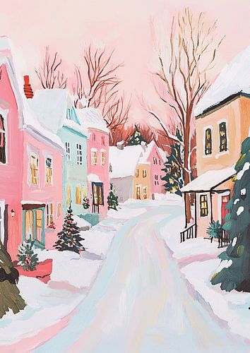 Pastellfarbenes Weihnachtsdorf