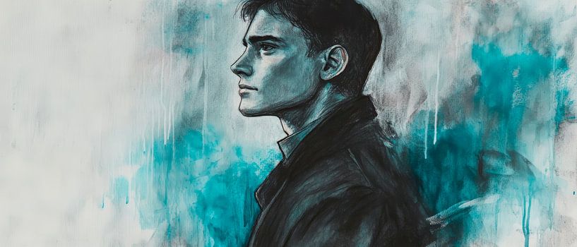 Portrait d'un homme pensif - Moderne par Poster Art Shop