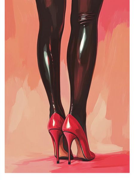 red heels and latex leggings van Franka Poulain