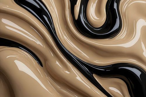 Dynamische Abstractie in Zwart en Beige