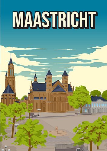 Maastricht: Kleurrijke poster van het Vrijthof