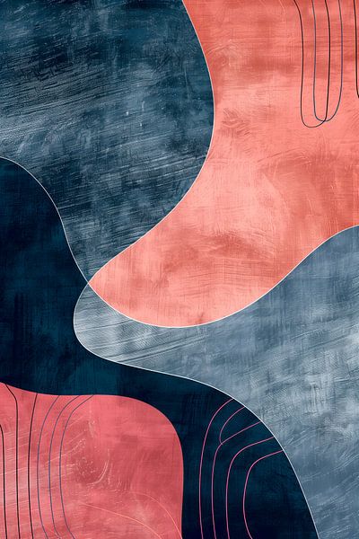 Contraste abstrait en bleu et rose par Whale & Sons