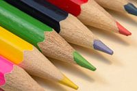 Abstract composition of a set wooden colour pencils