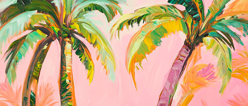 Tropisch palmenparadijs in pastelkleuren