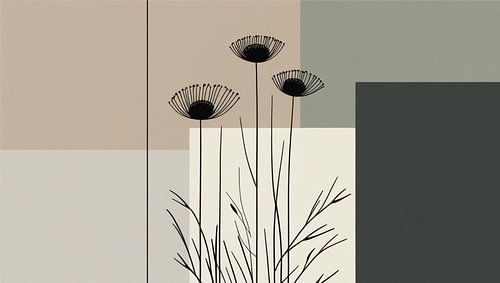 Abstract Japandi | Daisies in earth tones