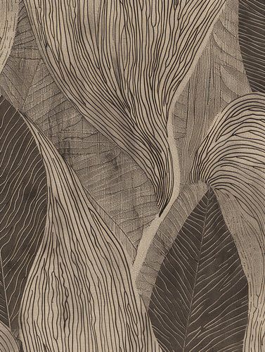 Botanisch patroon in taupe en bruin