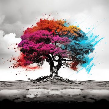Éclaboussures de couleurs sur les arbres sur TheXclusive Art