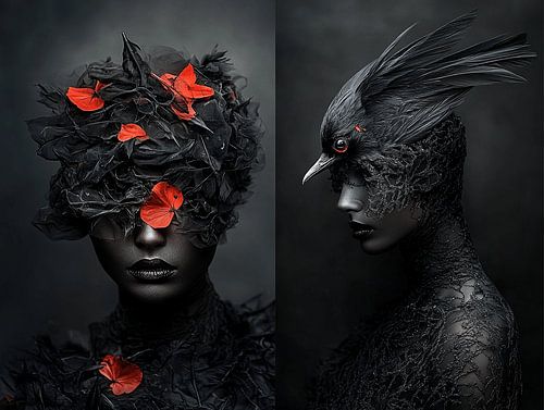 The Art of Surrealist Fashion in diptych