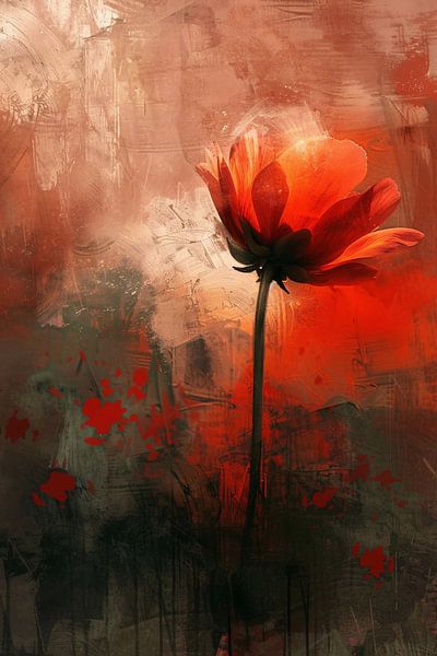 Abstracte bloem tegen kleurrijke achtergrond van Art & Soul Creations