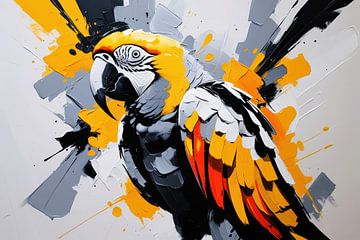 Parrot in expressive colour fields by Art & Soul Creations