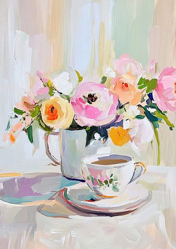 Blush & Brew: A Vintage Still Life