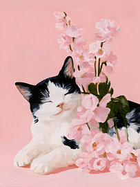 Redactioneel artikel: Gouache – Slapende kat en bloesems van Mosaic Dialogue