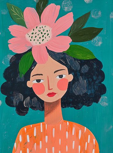 Femme avec couronne de fleurs