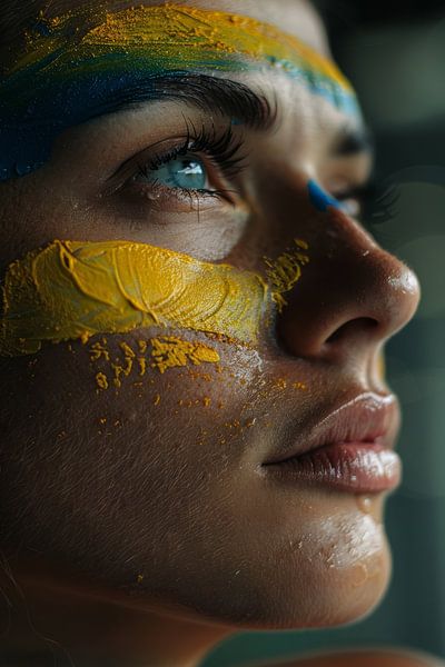 AI-Porträt mit Farben der ukrainischen Flagge von Egon Zitter