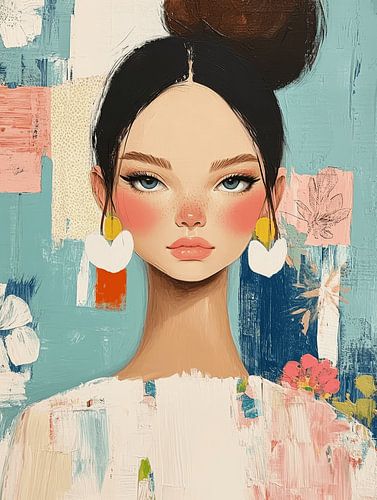 Meisje met hartjes oorbellen