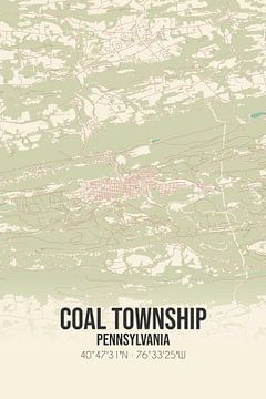 Vintage landkaart van Coal Township (Pennsylvania), USA. van MijnStadsPoster