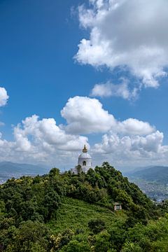Stupa atop mountain. by Floyd Angenent