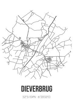 Dieverbrug (Drenthe) | Landkaart | Zwart-wit van Rezona