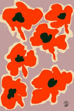 Levendige klaproosbloemen van Sandra Poliakov