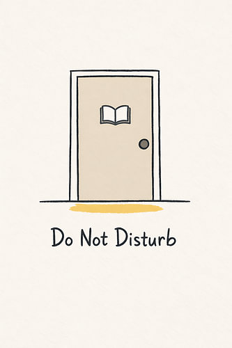 Plaque de porte « Ne pas déranger » avec un symbole représentant un livre, synonyme de lecture au calme et d'intimité