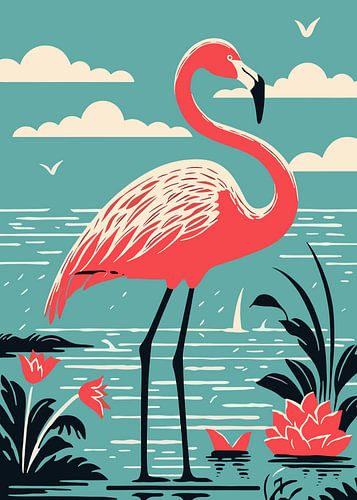 Flamingo aan het meer
