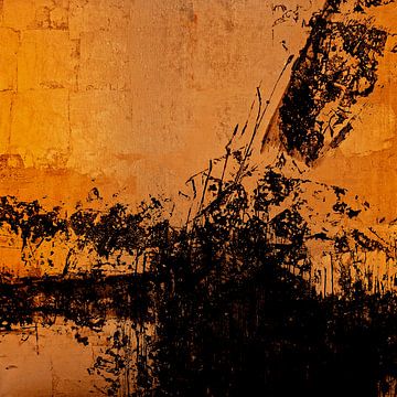 oranje zwart abstract van Ela Szczepaniak