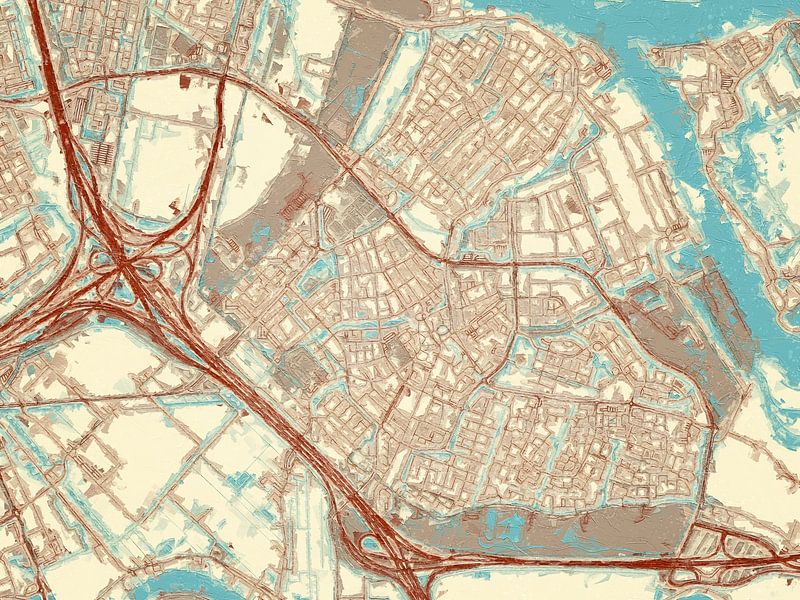 Map of Ridderkerk in the style Blue &amp; Cream by De Kaartenwinkel
