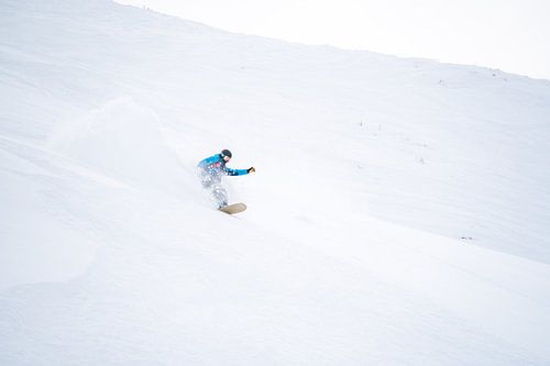 Freeriden in de poedersneeuw in Montafon, Vorarlberg Snowboardgroep