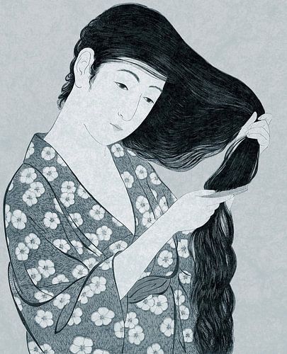 Woman Combing Her Hair